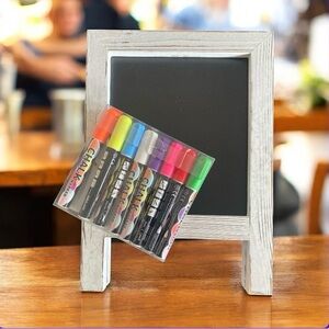 Mini Tabletop Chalkboard with Chalk Markers